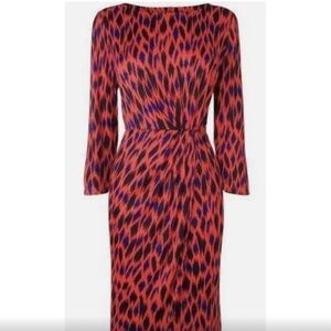 L.K. BENNETT Dr Sarah Red Sheath Silk Blend Dress Career Formal UK 8 US 4